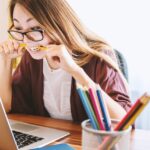 laptop, woman, education